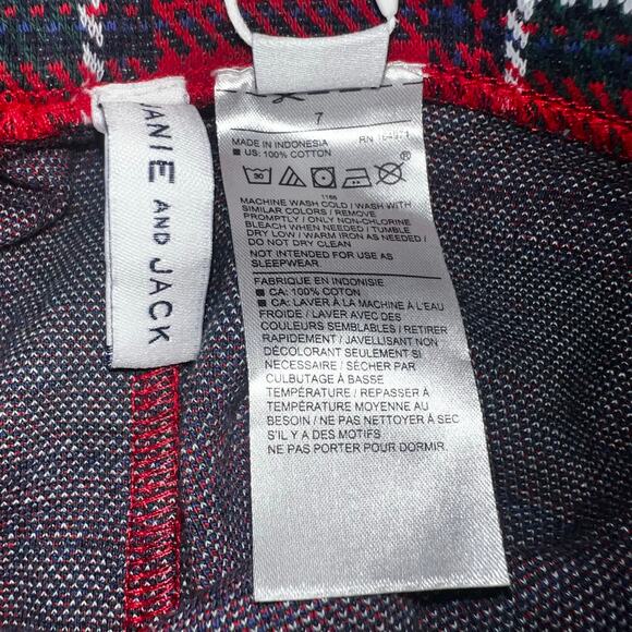 Janie and Jack tartan christmas red plaid girls cotton leggings/pants sz 7 new - Picture 4 of 8
